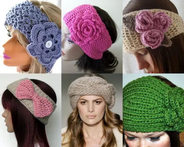 Beautiful and warm bandages on the head knitted