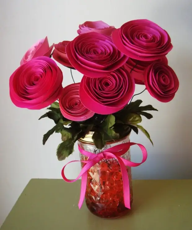 Paper-Pink-Fuchsia-Paper-Roses-Bouquet (499X600, 85kb)