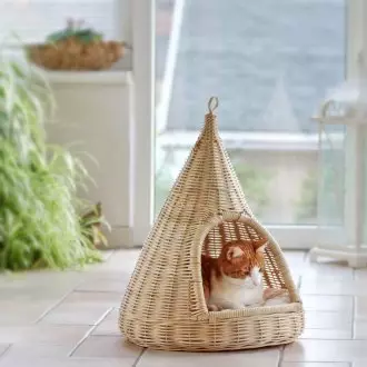 Maison pour chat tressé