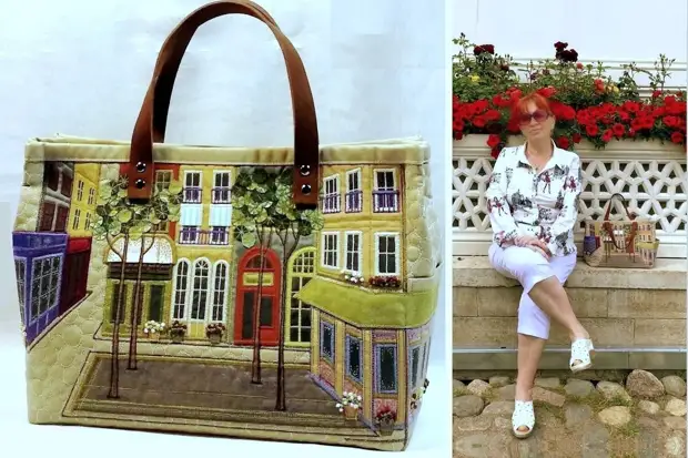Lihatlah karya-karya Master Elvira Arslanova. Dia menjahit tas yang menakjubkan. Dengan rumah dan kota