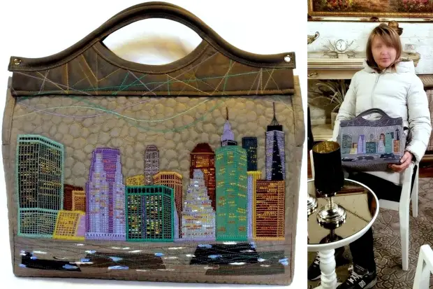 Podívejte se na díla Mistra Elvira Arslanova. Šije úžasné tašky. S domy a městy