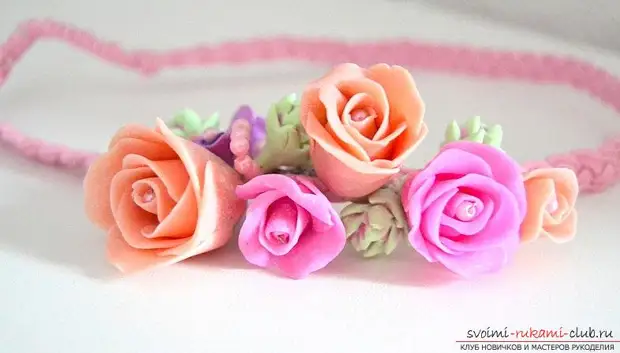 البوليمر كلاي الحافات مع براعم الورد - الطبقة الرئيسية وحافة مع الزهور. رقم الصورة 8.