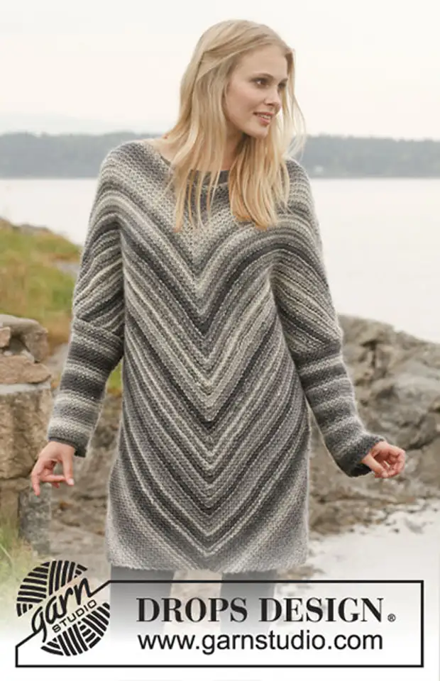 Vestido de agullas de tricotar diagonalmente - 3 modelos con esquemas e descricións