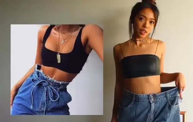 This girl hates the video on which the clothes are sown, and that's why