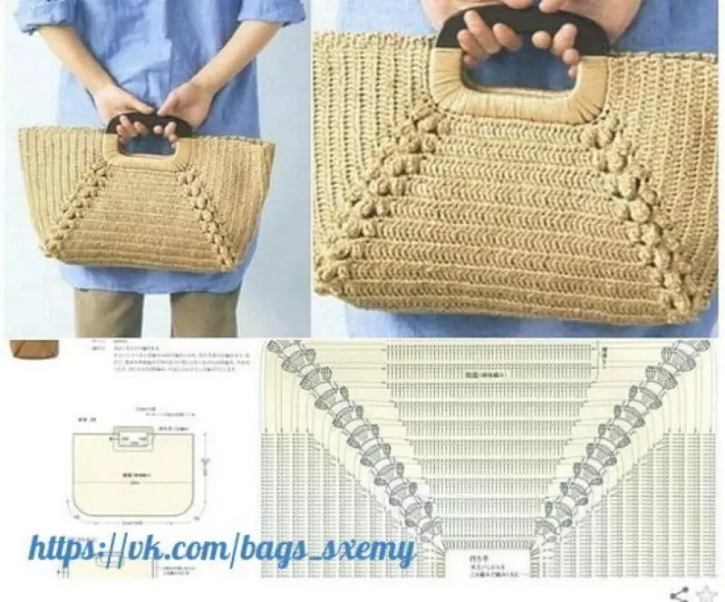 Beautiful crocheted summer bag. Simple schemes