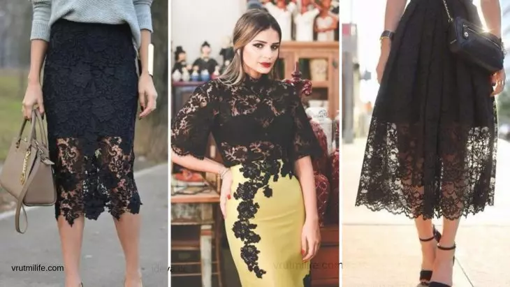 Izbor vrlo lijepih suknji ukrašenih čipkom. Takva suknja izgleda vrlo elegantno i originalno