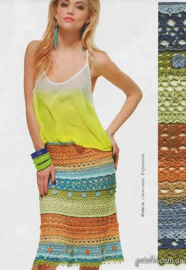 Multicolored Openwork Crochet-rok. Beskriuwing, SCHEMES