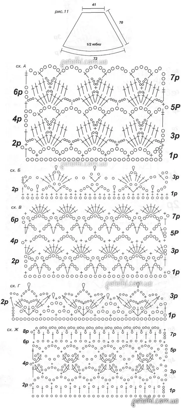 बहु रंगीन ओपनवर्क crochet स्कर्ट। विवरण, योजनाएं