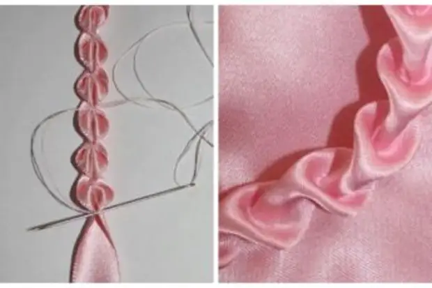 How to make a ruffle in the form of "hearts" from fabric or satin ribbon