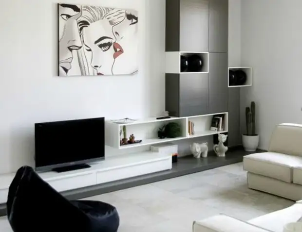 Woonkamer in zwart en wit. | Foto: Wordpress.com.