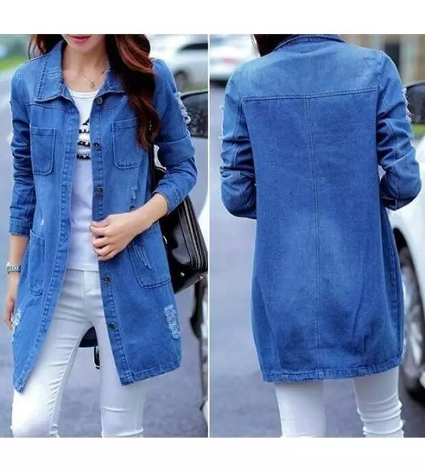 Denim Cardigan vzor pre všetky veľkosti