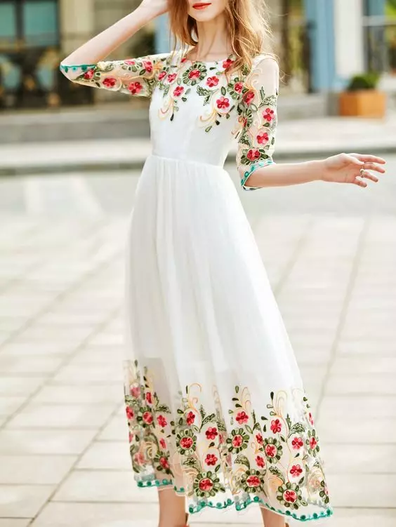 Магазин Бяла марля Цветя бродирана рокля онлайн. Шейн предлага бели марлеви цветя бродирани рокля и повече, за да отговарят на вашите модерни нужди.