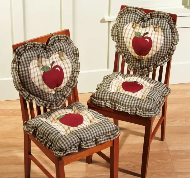 Set von 2 - 2 stück Country Plaid Apple-Küchenstuhlkissen