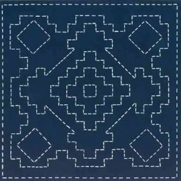 Sashiko - నైరుతి నవాజో రగ్గులు / ఈ ఆధునిక Sashiko డిజైన్ ద్వారా ఇన్స్పైడ్ నాలుగు మూలలు కోన ఇండిగో www.sashikosouthwest.com