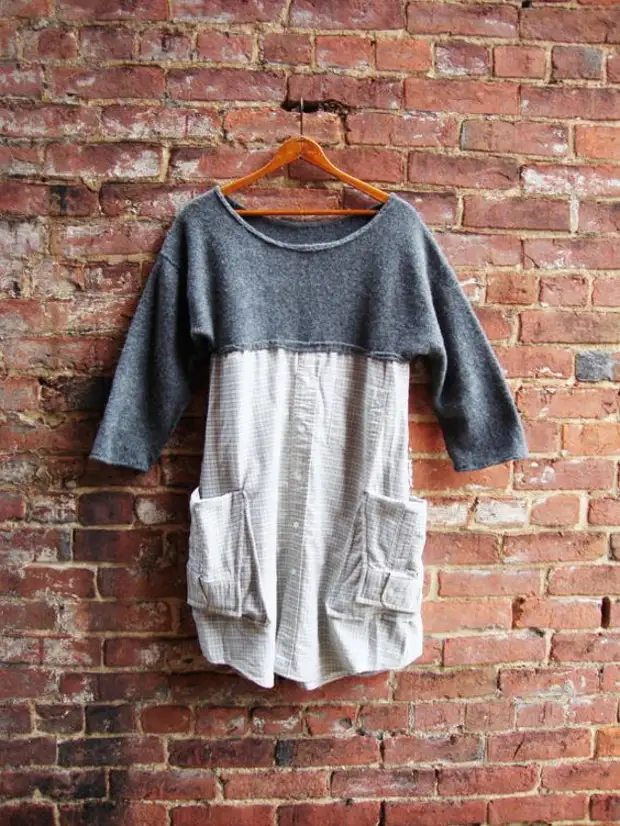 Slocker Slock / Tunic Dress / Artisan Smoock Slock / Grey Gress / Pocket Gress / Upyscled nga sinina: