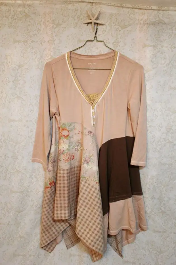 Shabby Chic Knit Shirt, Boho Lagenlook Style, Nyika Musikana, Mori musikana: