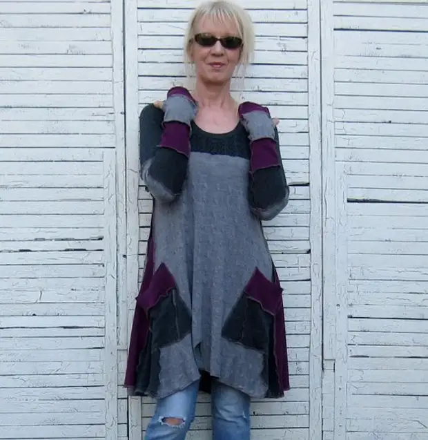 Zarezerwowany dla Maria Long Sweter Tunika upcycled by Anikadesigns: