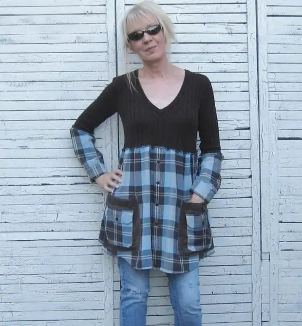 Reserved Brown and Aqua Tunic Upcycled Tunic by AnikaDesigns, $ 48.00: