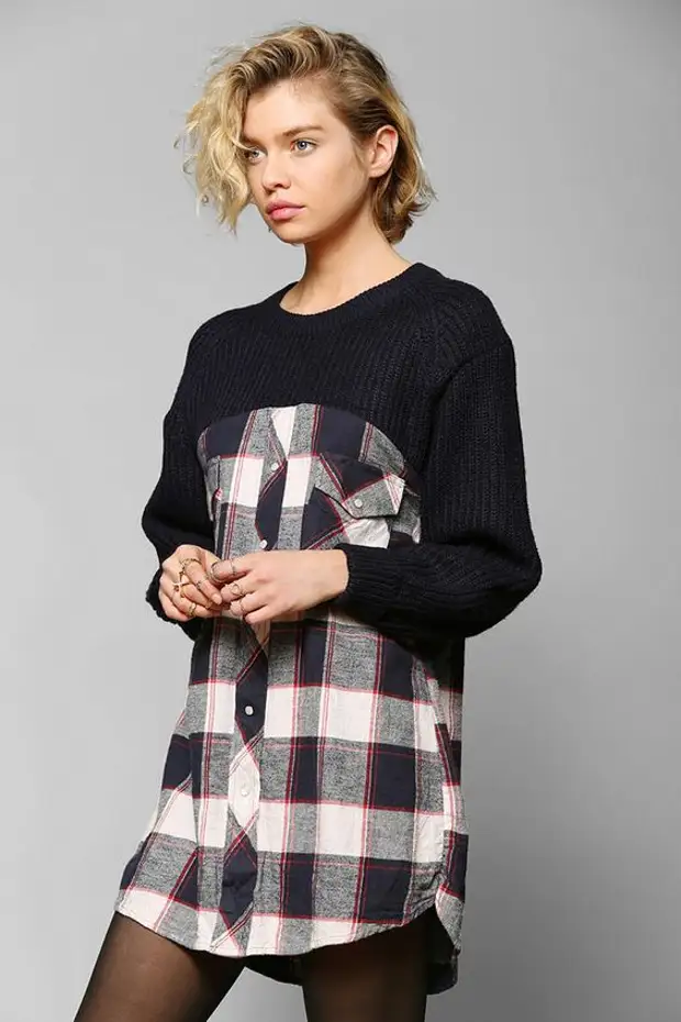 Sweter do odnowy miejskiej-Top Flanel Tunika - 59.00: