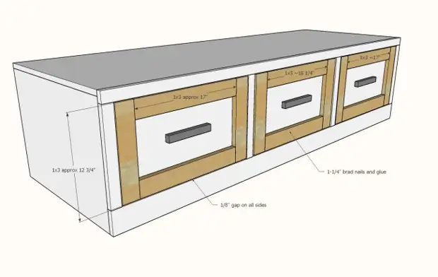 O gabinete máis sinxelo con caixóns