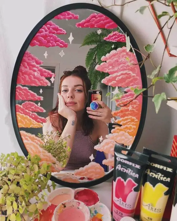 15 idéer hur man målar spegeln och gör den mest kreativa selfie