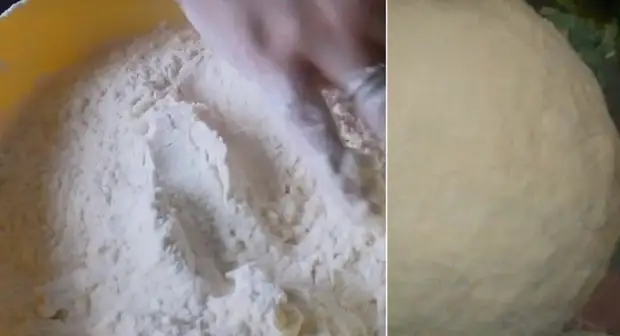 Dough on yeast for dumplings