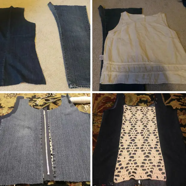 Como costurar um topo de jeans antigos (2)