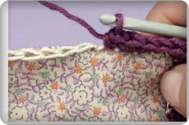 Binding edge with crochet and connection with its help of fabric or skin parts.