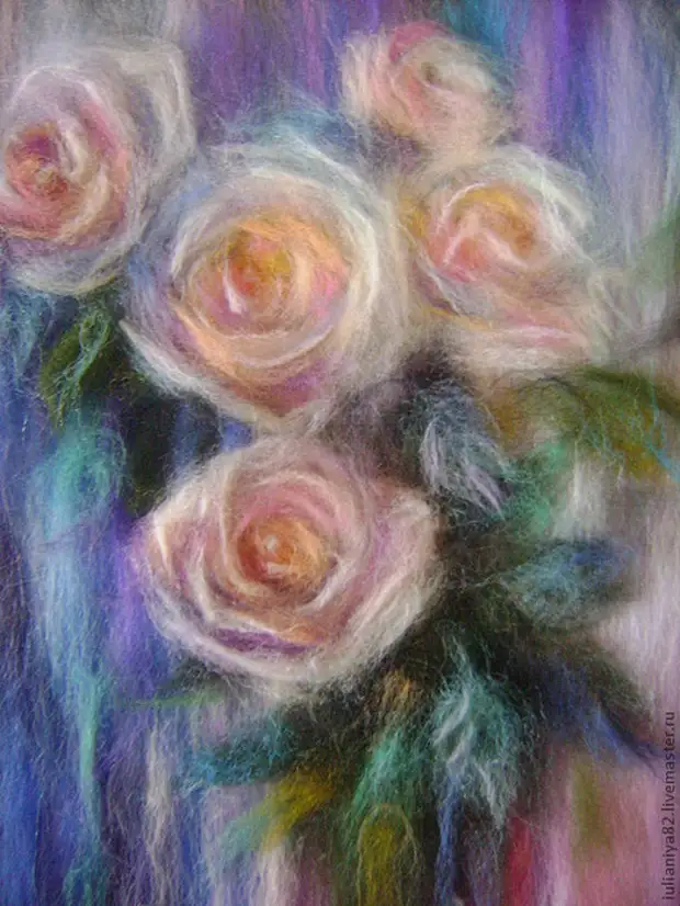 Painting Wool Pictures Flowers (3) (525x700, 465Kb)