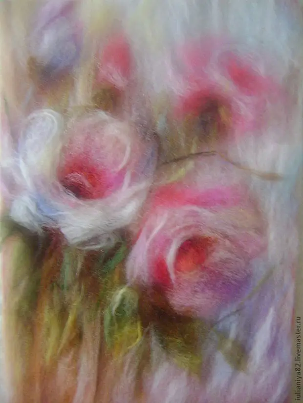 Painting Wool Pictures Flowers (9) (525x700, 397Kb)