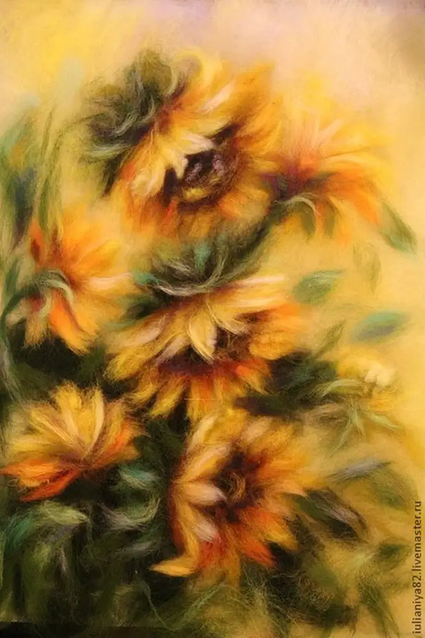живопис вовною картини квіти (8) (466x700, 362Kb)