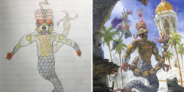 Umetnik obrne risbe svojih malih sinov na strokovnih ilustracijah