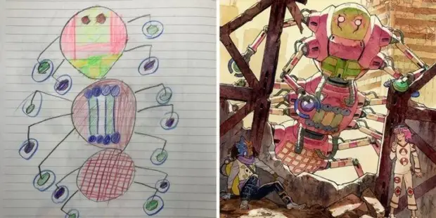 Ο καλλιτέχνης μετατρέπει τα σχέδια των μικρών γιων του σε επαγγελματικές εικονογραφήσεις