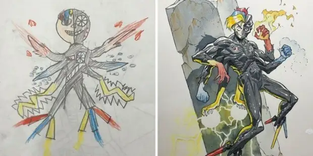 Artisti kthehet vizatimet e djemve të tij të vegjël në ilustrime profesionale