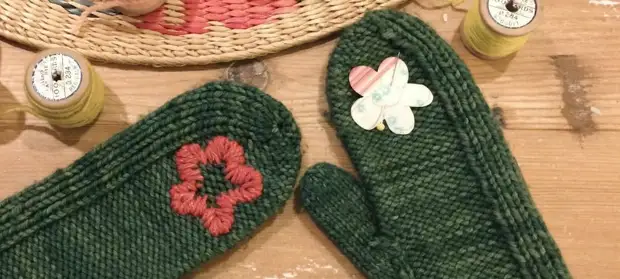 Ama-mittens nge-embroidery: isigaba se-master kanye nemibono yokuphefumlelwa