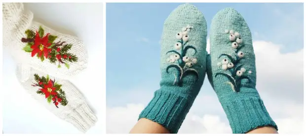 Enbbrodlery lori awọn mittens pẹlu ọwọ tirẹ: kilasi titunto ati imọran fun awokose