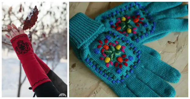 Broderie pe mănuși cu mâinile tale: clasa master și idei de inspirație