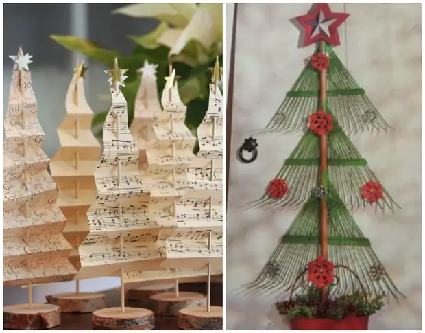 Dělat neobvyklý vánoční strom: 10 kreativních nápadů