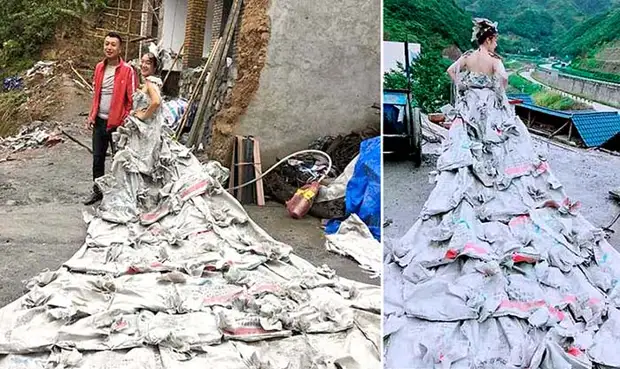 Dziewczyna z Chin szyła sukienkę 40 toreb