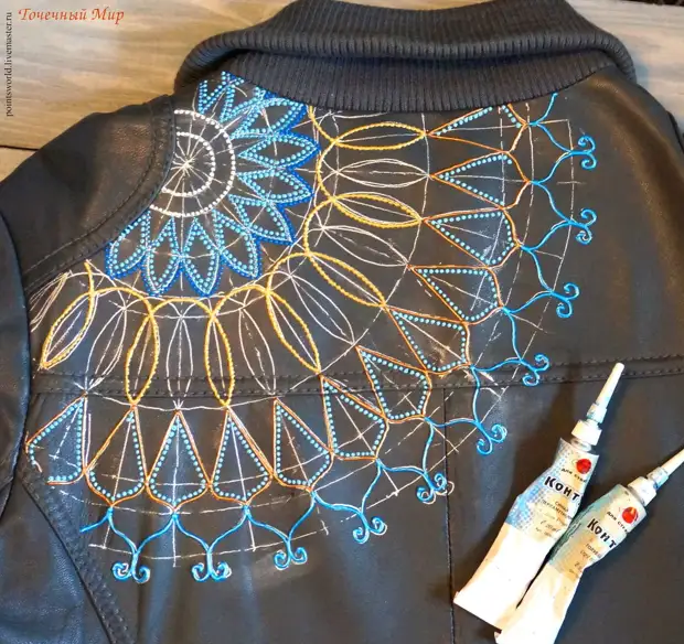 Ζωγραφική του δερμάτινου σακάκι με τη μορφή ενός αέρα Snowflake: Master Class