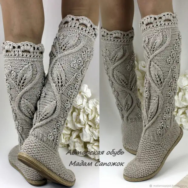 Ideeën voor het breien van liefhebbers - Mooie gebreide schoenen uit Madame Ksenia-schoenen