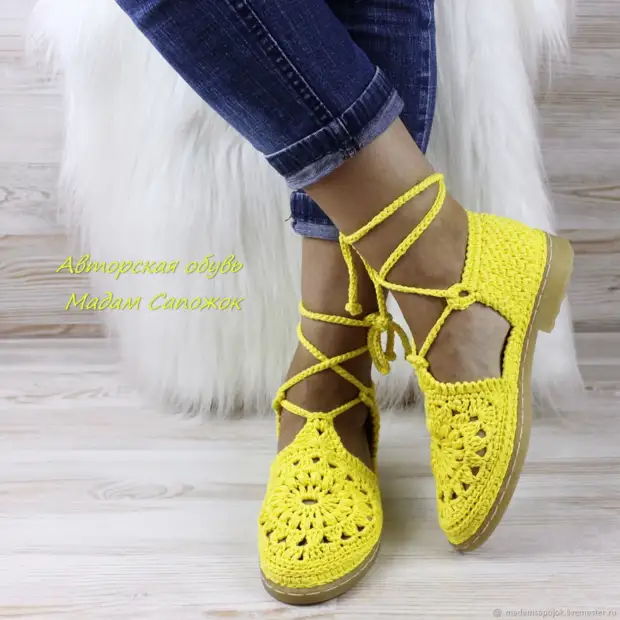 Ιδέες για πλέξιμο εραστές - όμορφα πλεκτά παπούτσια από τα παπούτσια Madame Ksenia