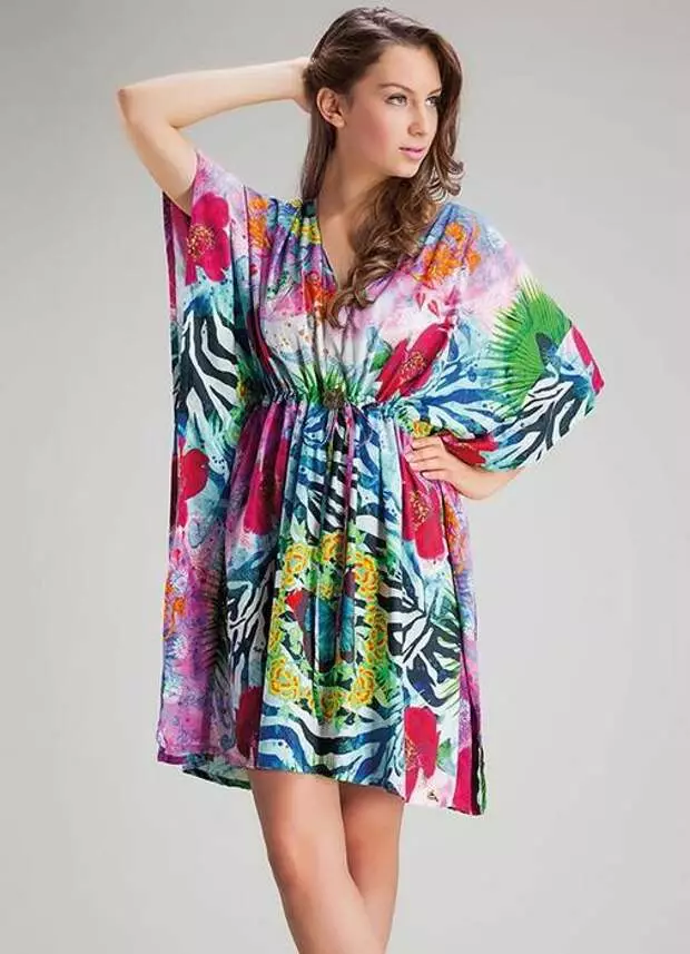 Maginhawang Caftan Dress para sa mga bakasyon sa tag-init. Mga pattern sa bawat dimensyon 36-56.