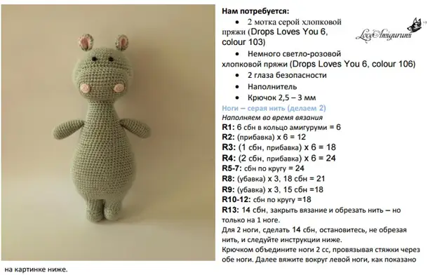 초보자를위한 amigurumi. 스키마와 설명서의 설명이있는 크로 셰 뜨개질 장난감