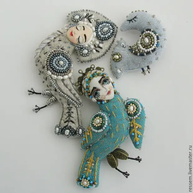 Brooch Bird Sirin адам бети менен