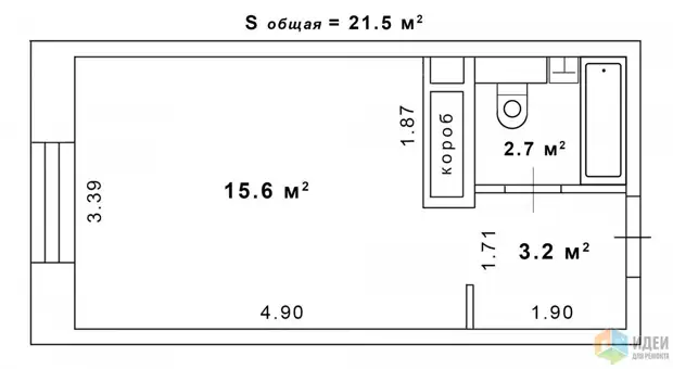 과학 게시물 (Nano- 단어와 함께). 스튜디오 21.5 sq.m.