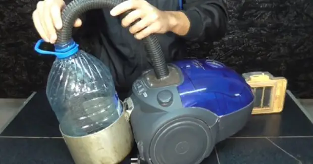 Water filter for vacuum cleaner with your own aluminum pan and plastic bottle