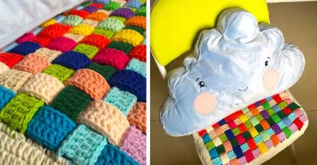 Patchwork në thurje: krijimi i gjërave nga shirita të thurura