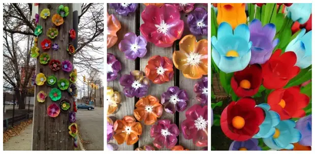 Simple flowers from plastic bottles: 25 photo ideas