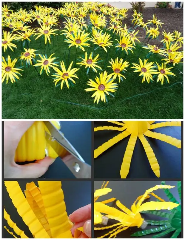 Simple flowers from plastic bottles: 25 photo ideas